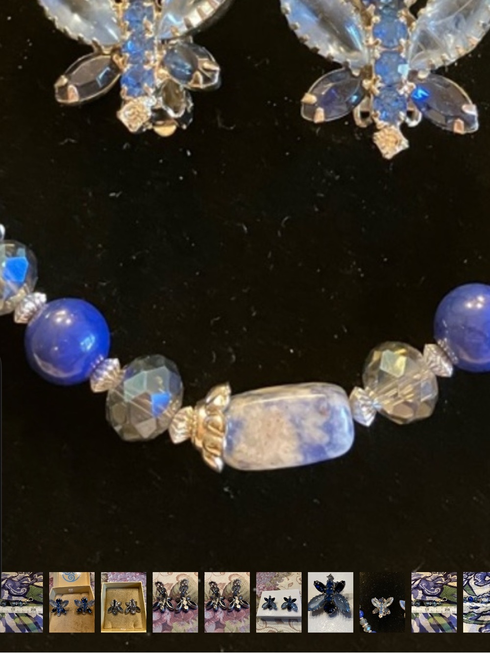 CRYSTAL NECKACE AND MATCHING CLIP EARRINGS - Picture 8 of 16